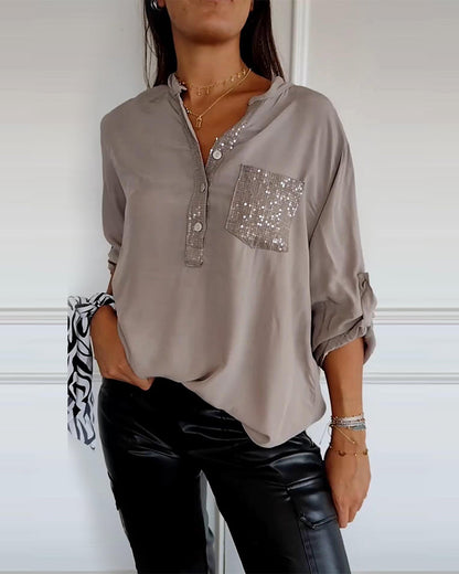 Sequin Patchwork Casual Top