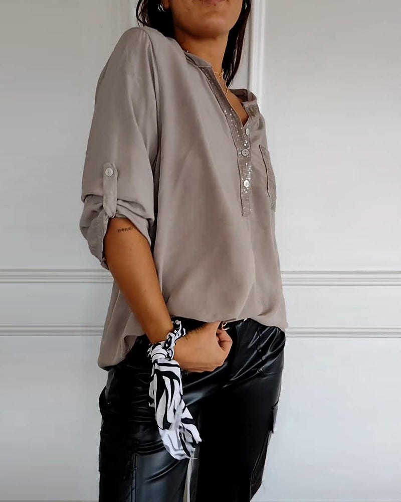 Sequin Patchwork Casual Top