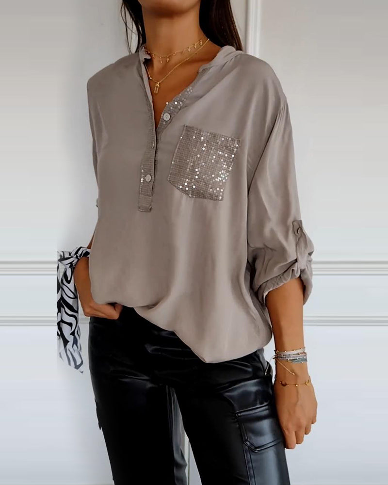 Sequin Patchwork Casual Top