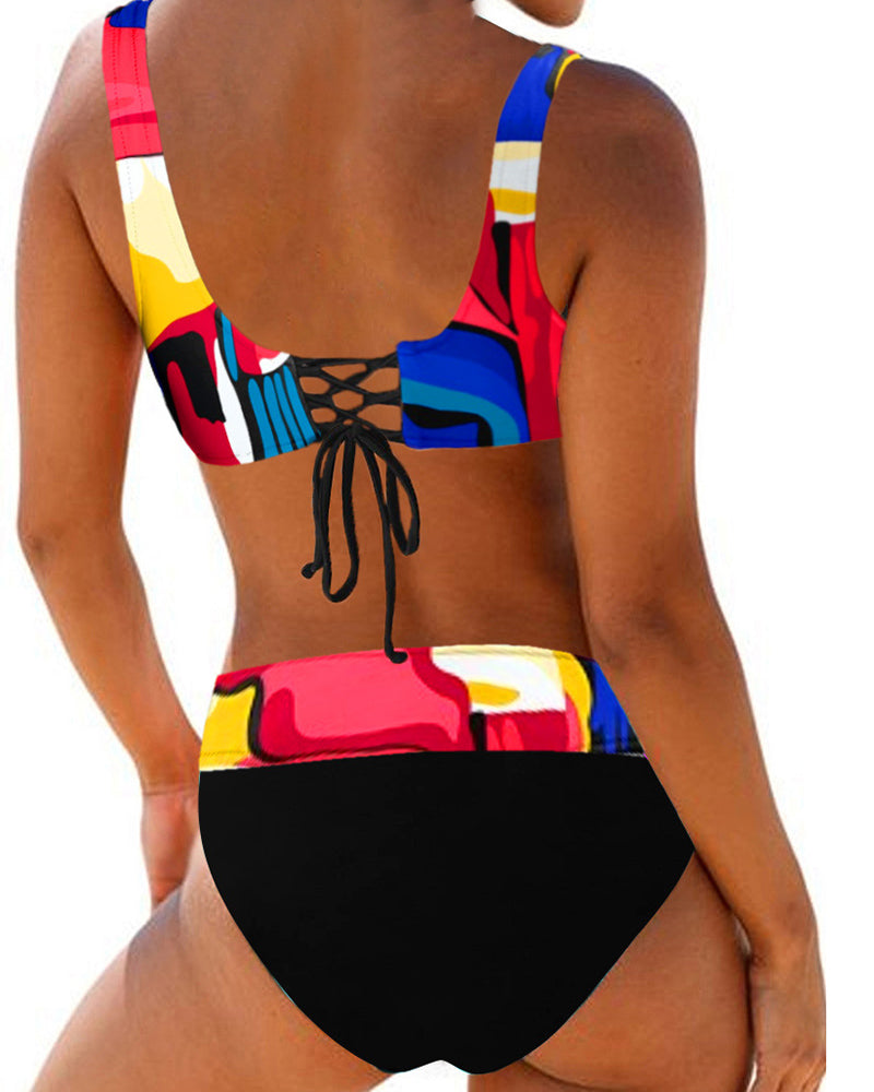 Bikini de rayas multicolor