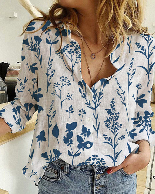 Langarmshirt mit botanischem Print