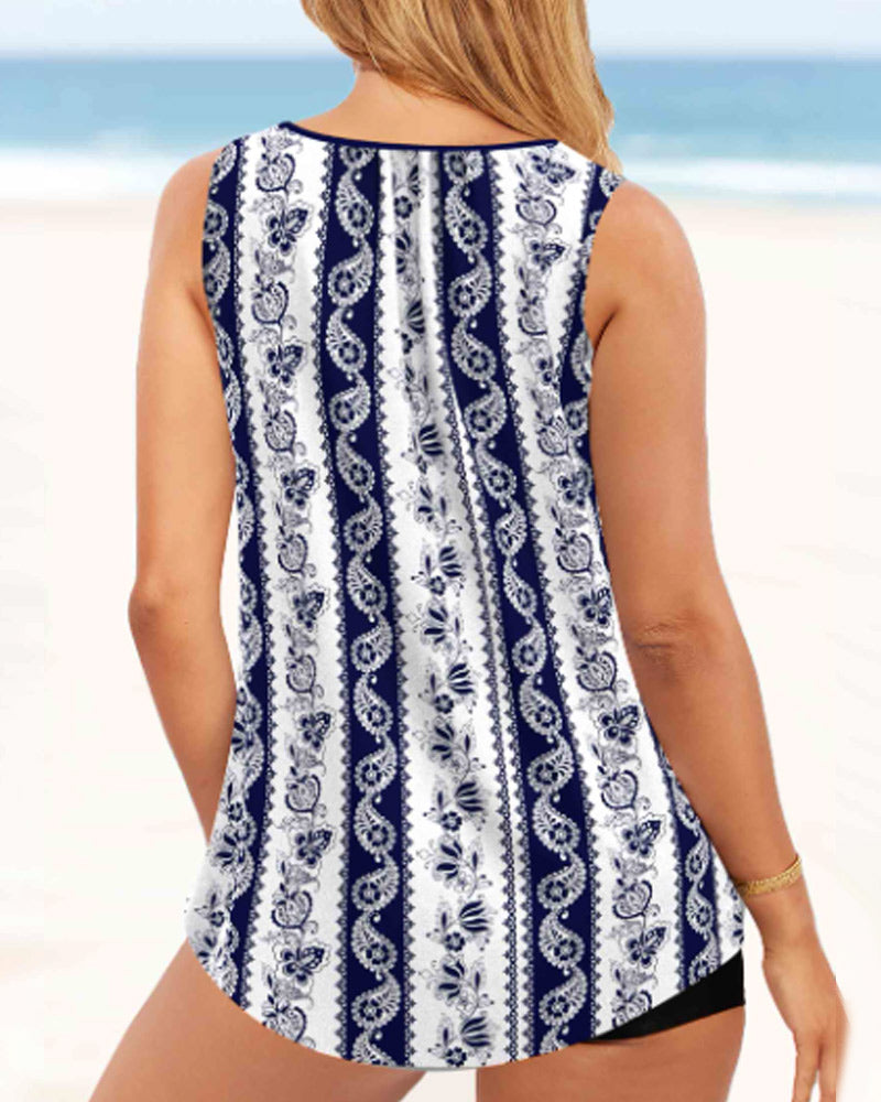 Tankini de dos piezas estampado