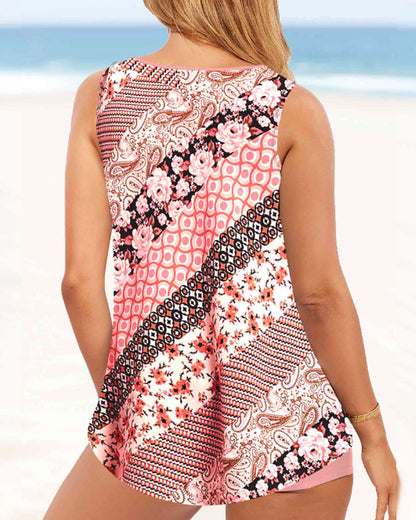 Tankini de dos piezas estampado