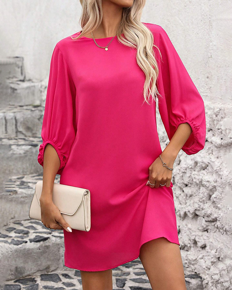 Solid color round neck halter dress