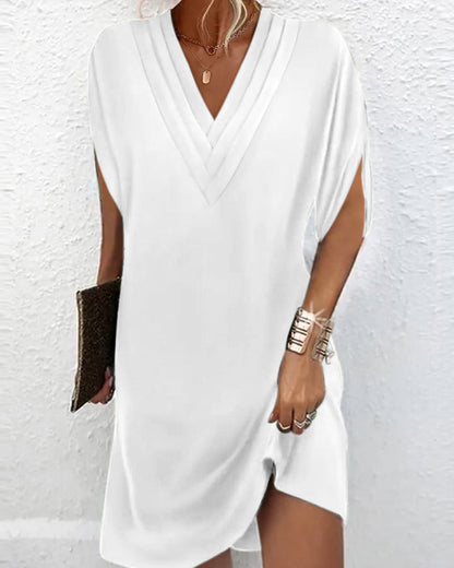 Elegant solid color split sleeve dress