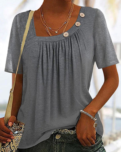 Comfortable grey plain short sleeve top