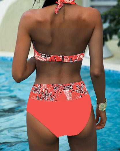 Conjunto de bikini con estampado halter