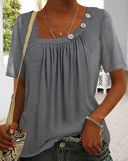 Comfortable grey plain short sleeve top