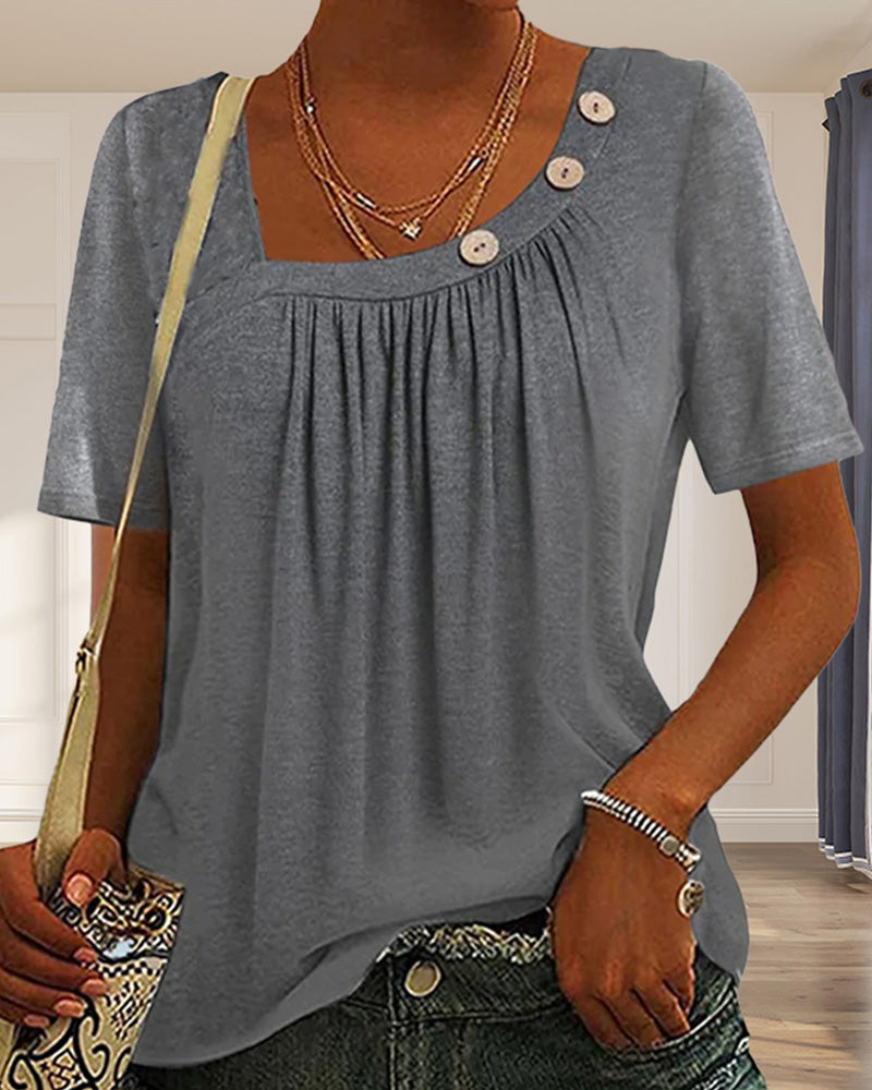 Comfortable grey plain short sleeve top