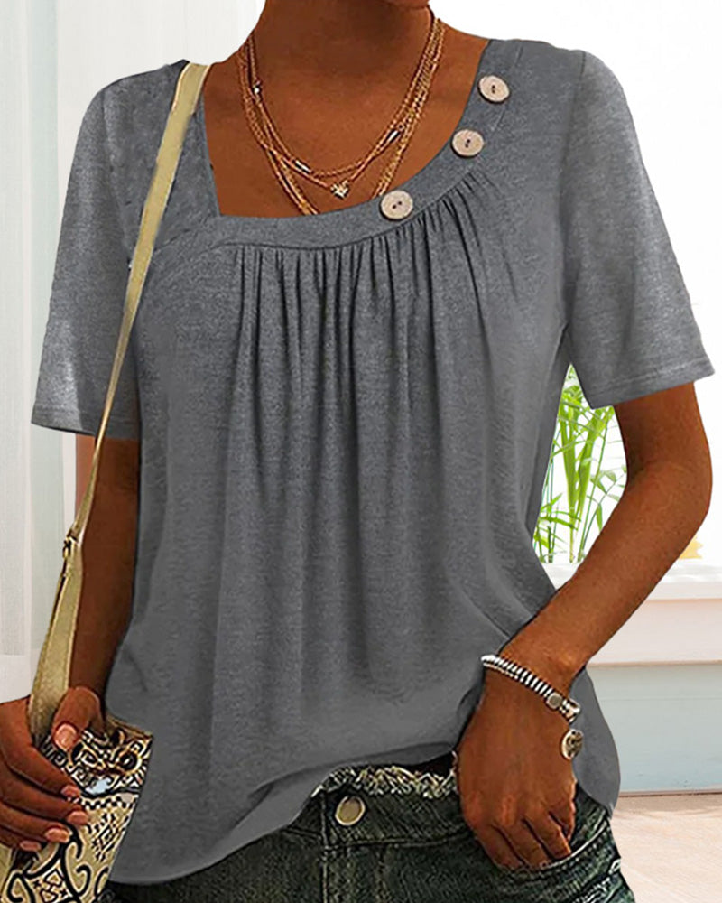 Comfortable grey plain short sleeve top