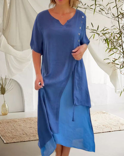 Asymmetrisches Freizeitkleid mit kurzen Ärmeln