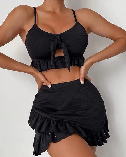 Conjunto de bikini de tres piezas con vestido