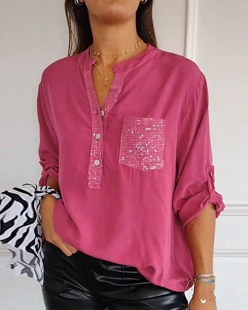 Sequin Patchwork Casual Top