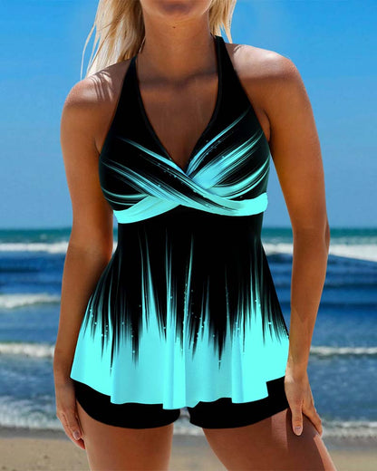 Tankini halter con estampado ombré