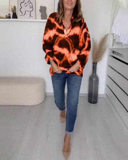 Casual V-neck printed top