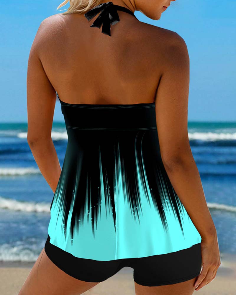 Tankini halter con estampado ombré