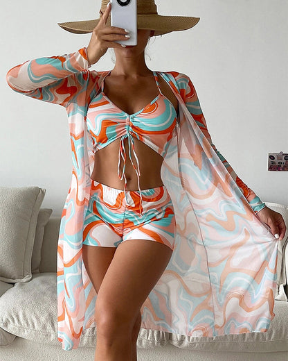 Traje de baño bikini estampado 3 piezas