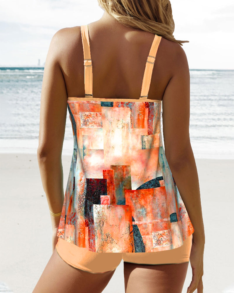 Tankini con tirantes y estampado