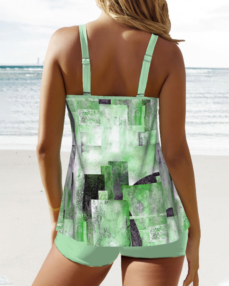 Tankini con tirantes y estampado