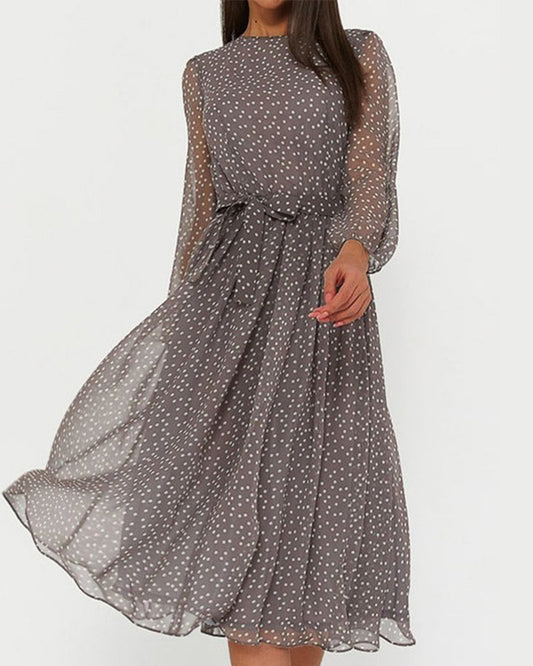 Elegant dress with polka dot print