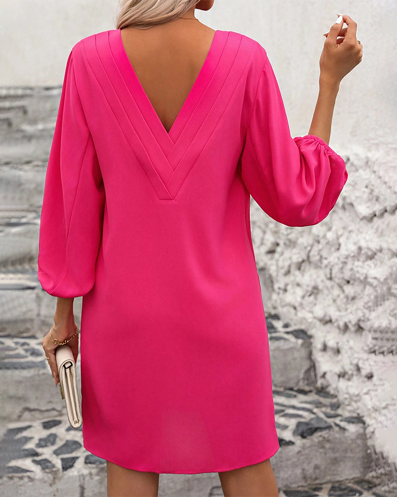 Solid color round neck halter dress